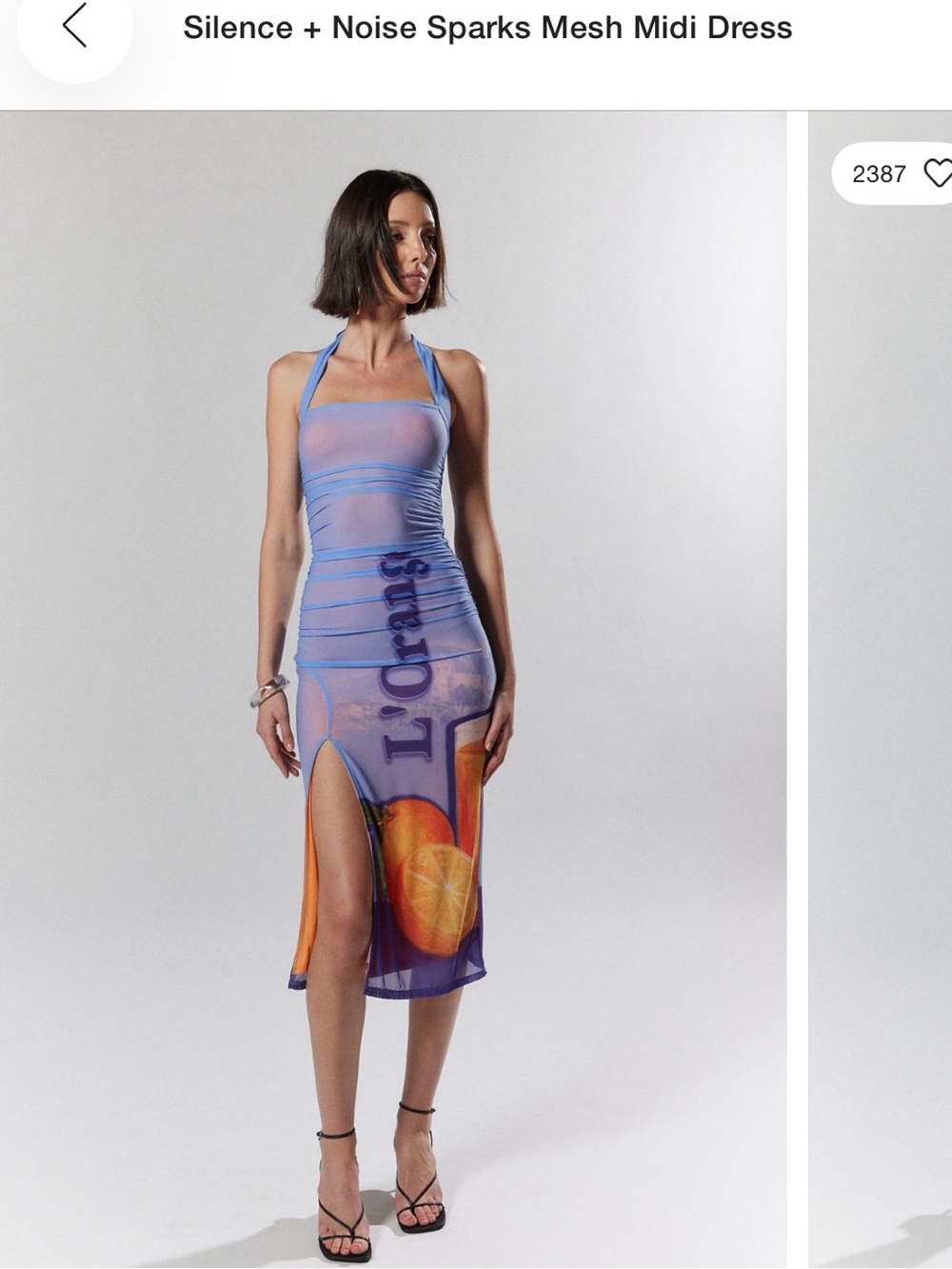 silence + noise Blue and Orange Sheer Halter Bodycon Dress